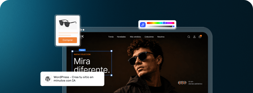 Interfaz de sitio con IA y herramientas del combo Presencia Online Completa